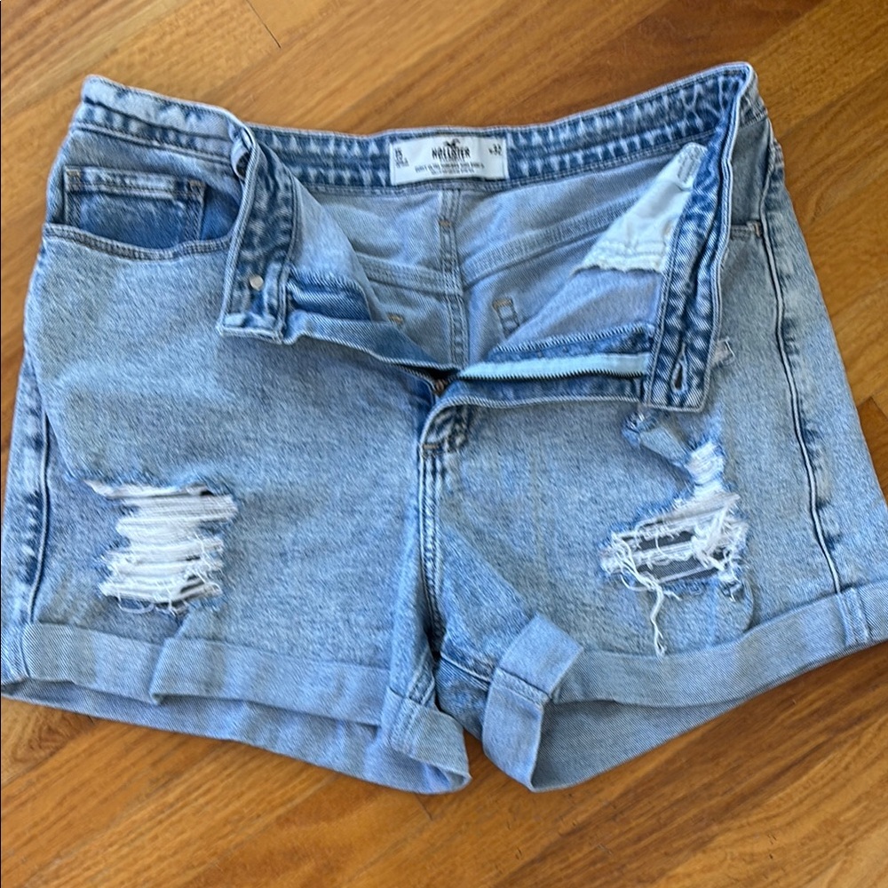 Hollister Blue Distressed Jean Shorts Casual Style